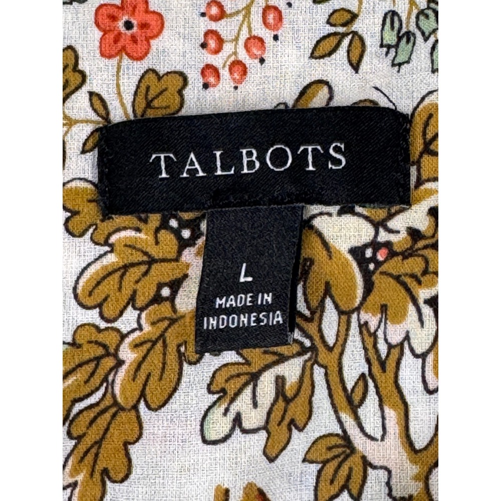 Talbots Tuscan Countryside Chateau Patterned‎ Ruffle Neck Blouse Top Large - Picture 6 of 14